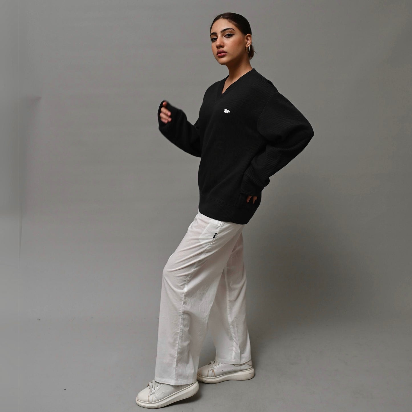 White Cotton Linen Straight-Leg Pants