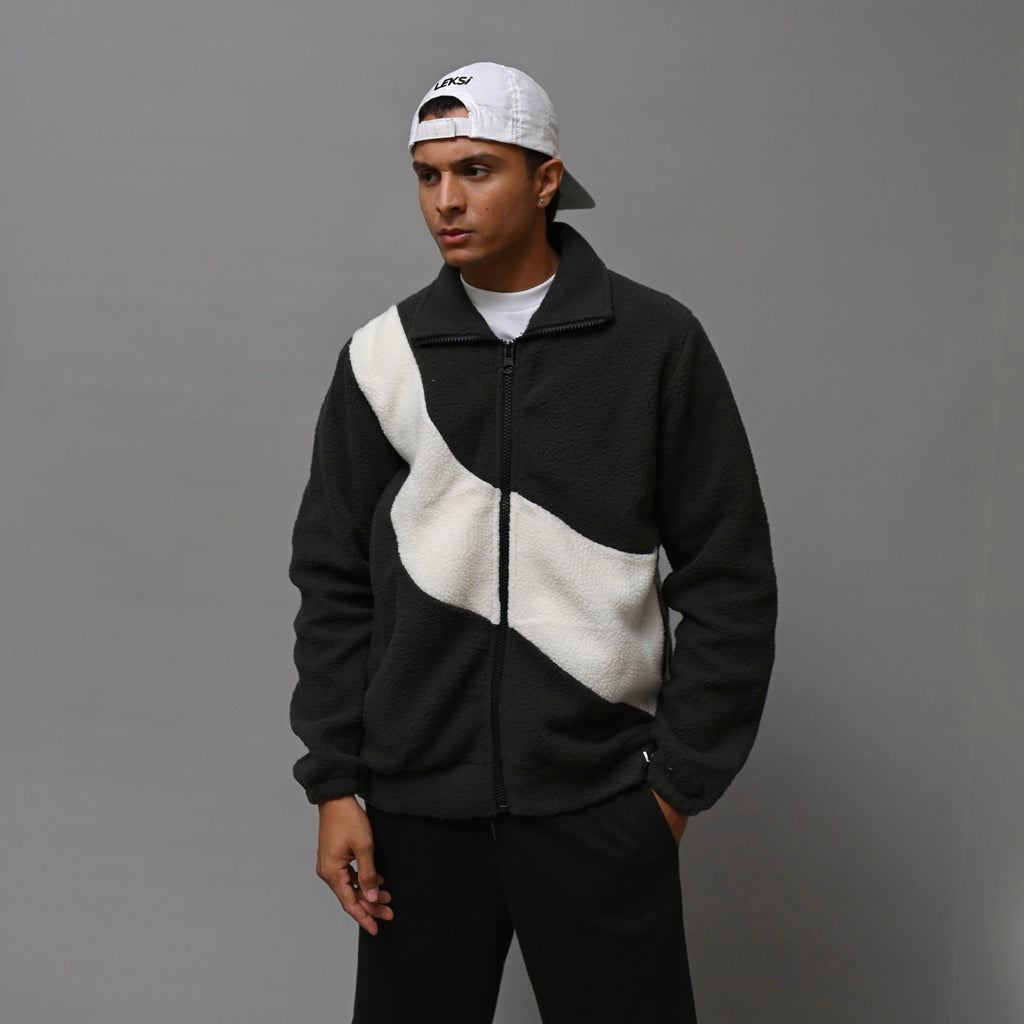 Grey & White Unisex Sherpa Jacket