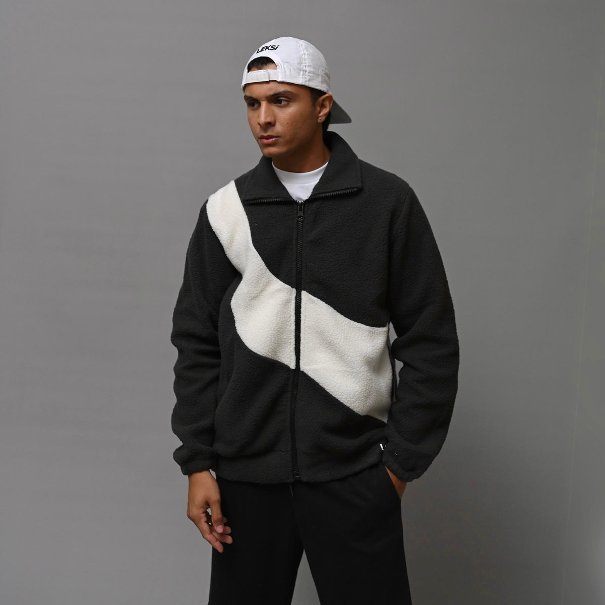 Grey & White Unisex Sherpa Jacket