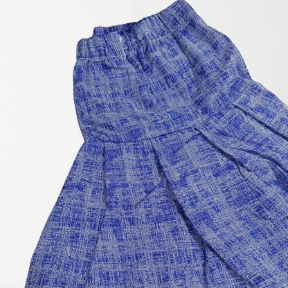 Blue Hatch Lines Girls Skirt