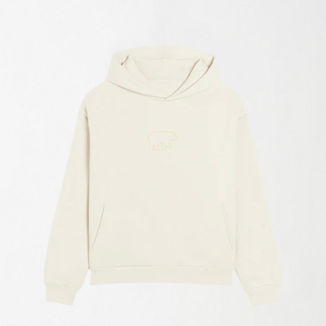 LEKSI Beige Outlined Bear - Graphic Hoodie