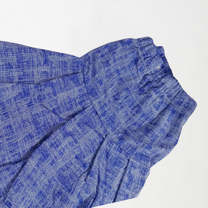 Blue Hatch Lines Girls Skirt