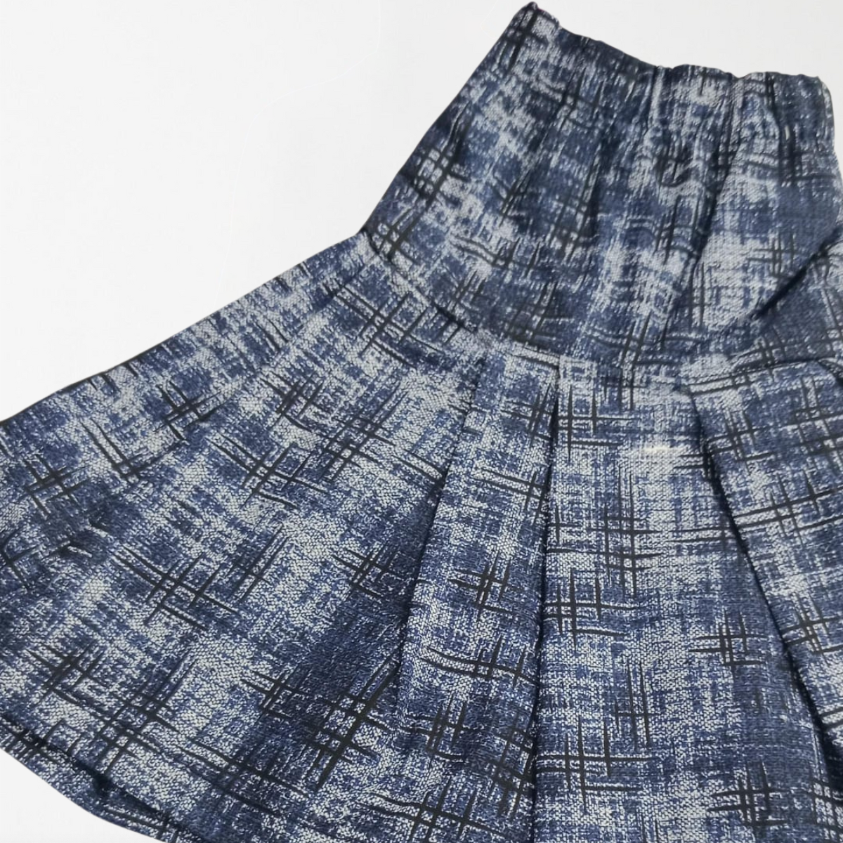 Navy Hatch Lines Girls Skirt