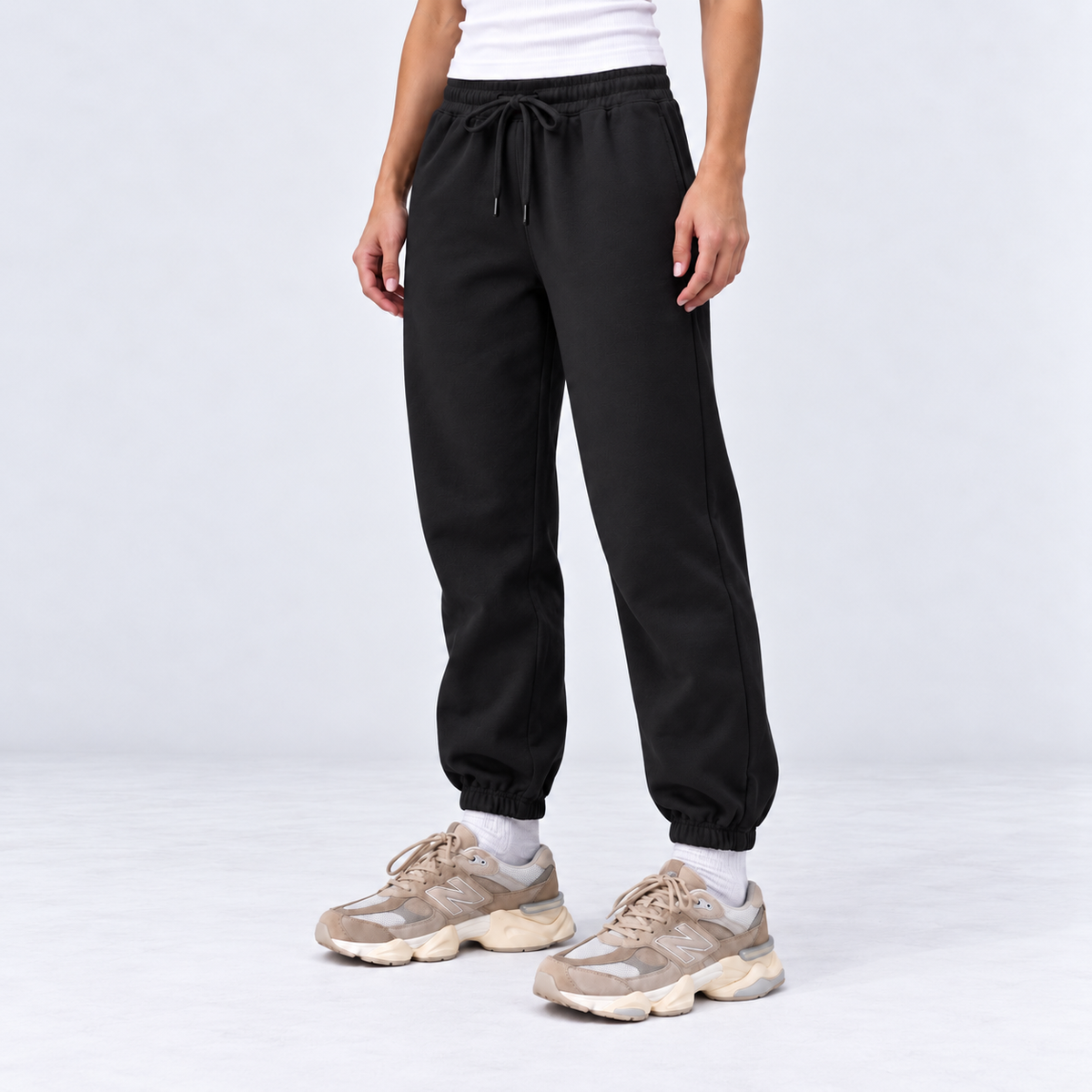 Cropped Baggy Pants  - Black (Summer-Friendly)