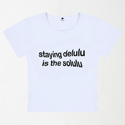 Staying Delulu Is The Solulu Y2K Baby Tee