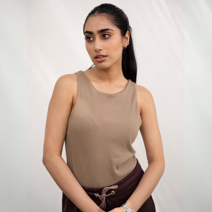 Latte Brown Ribbed Bodysuit