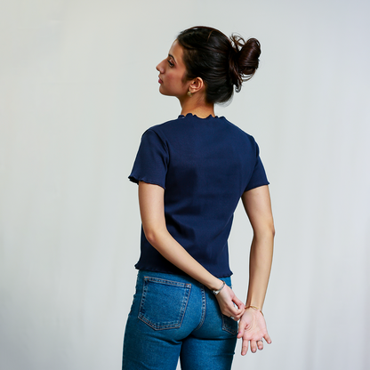 Navy Blue Ribbed Shirt