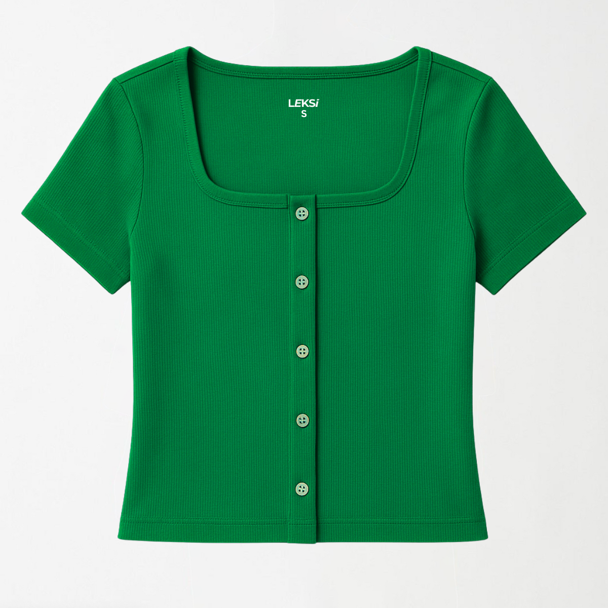 Apple Zest Button Through Square Neck Top