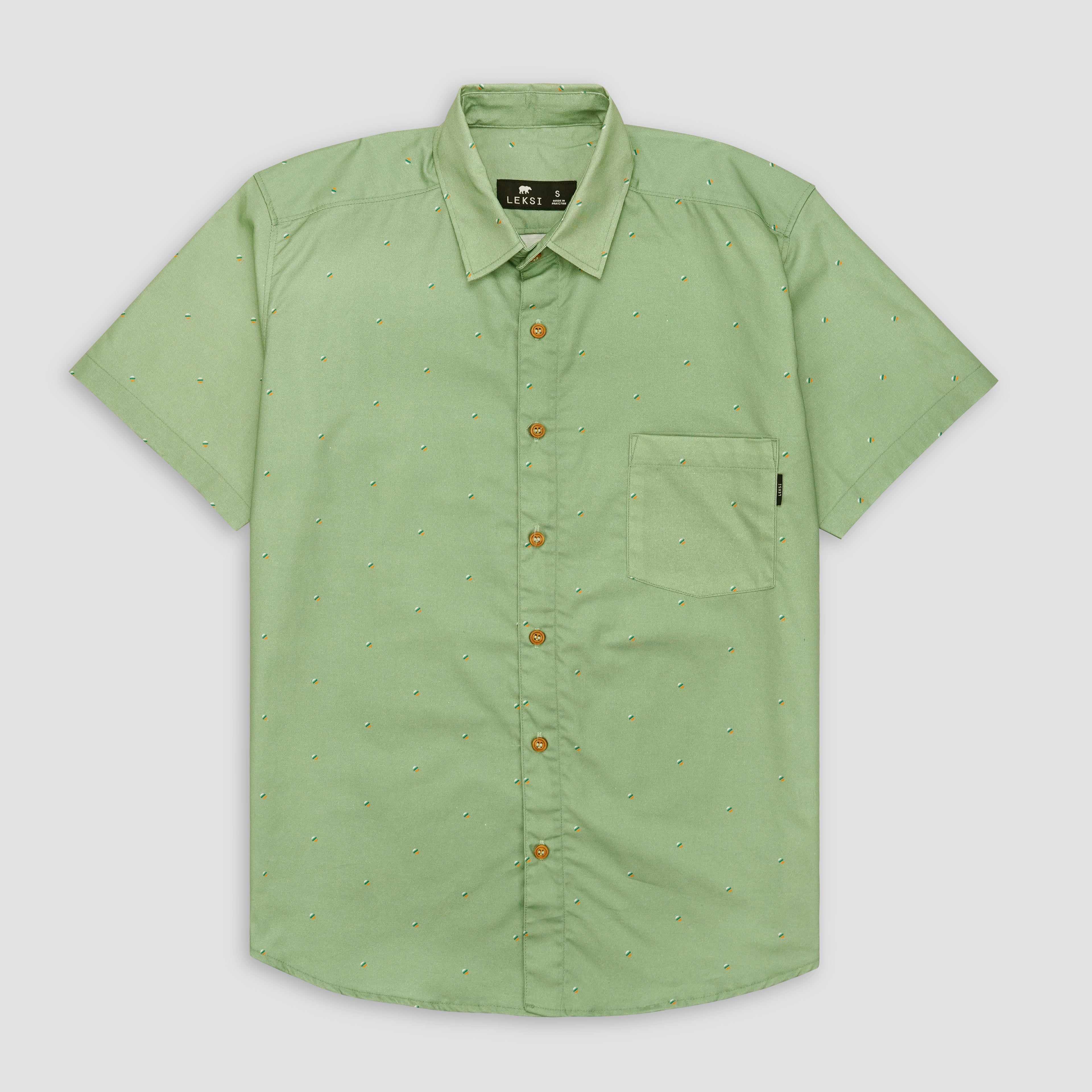 Avocado Green Speckled Button Down