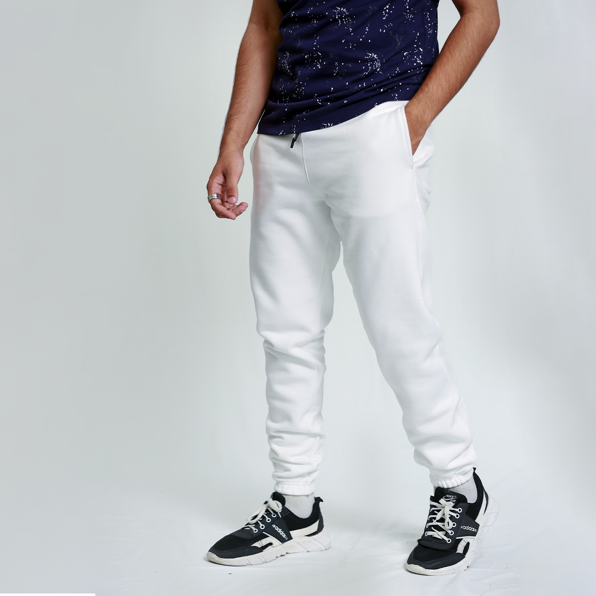 White Unisex Sweatpants - Fleece (Winter-Friendly)