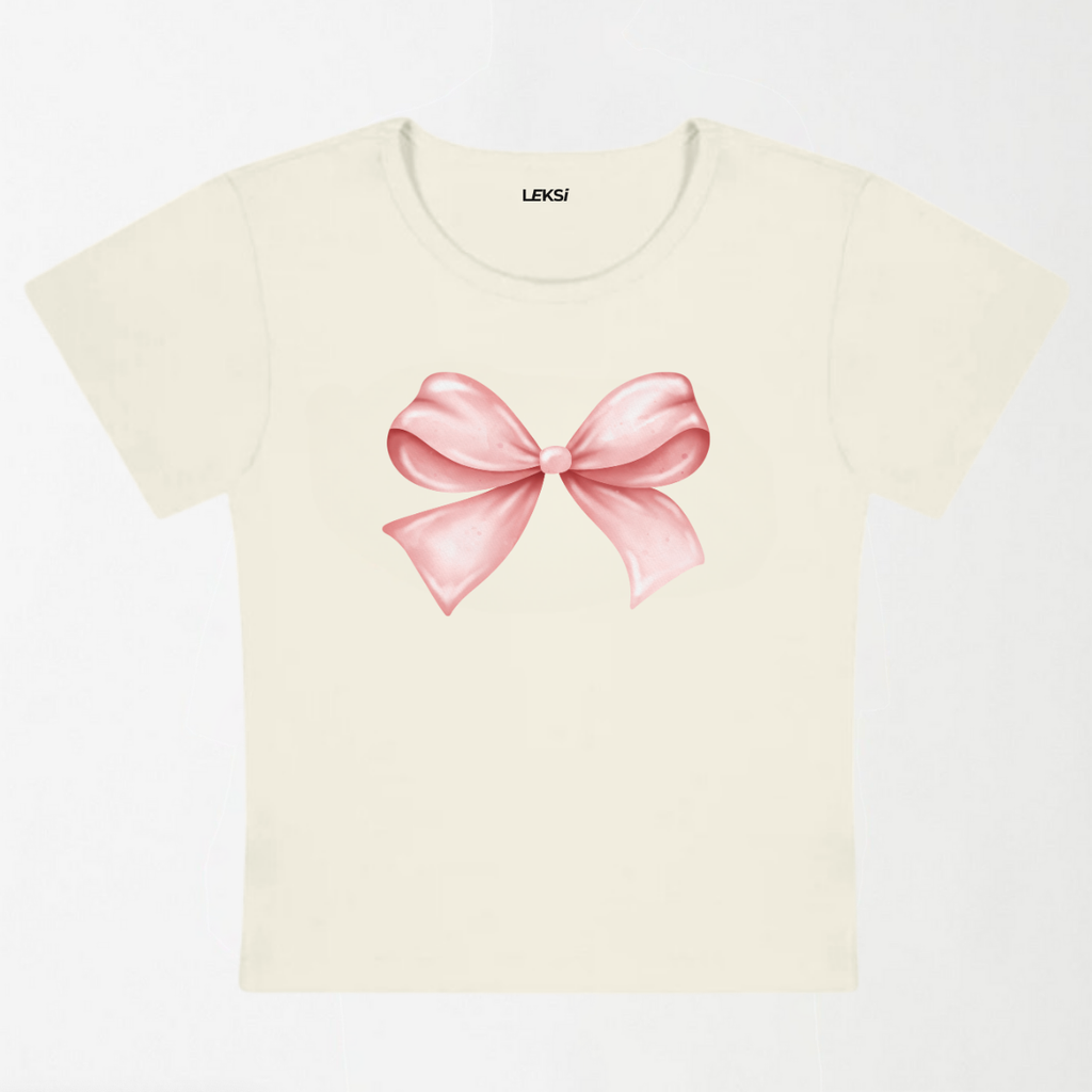 Blush Bow Y2K Baby Tee