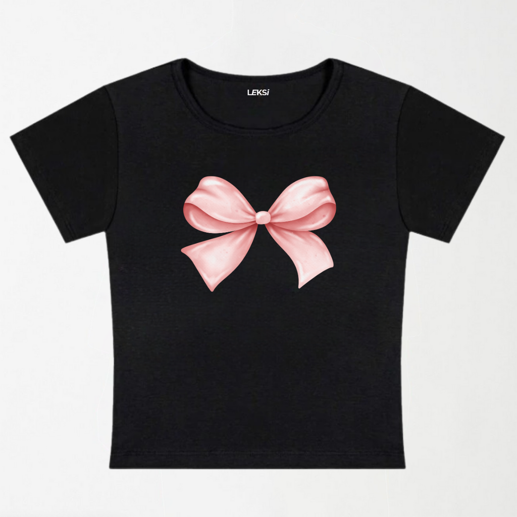 Blush Bow Y2K Baby Tee