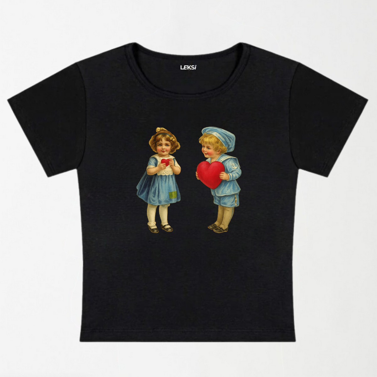 Boys Girls Red Hearts Y2K Baby Tee