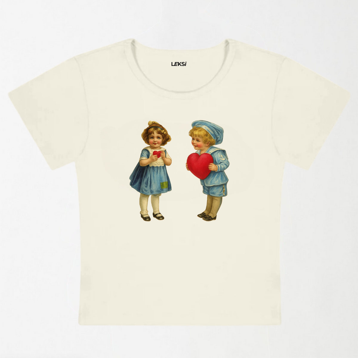 Boys Girls Red Hearts Y2K Baby Tee