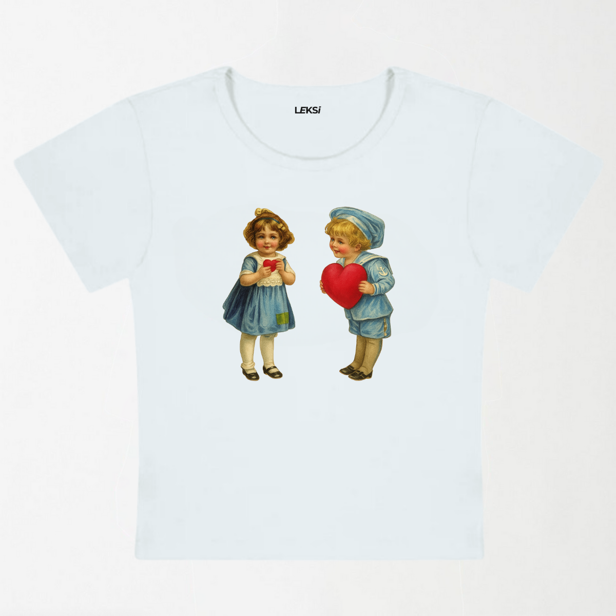 Boys Girls Red Hearts Y2K Baby Tee