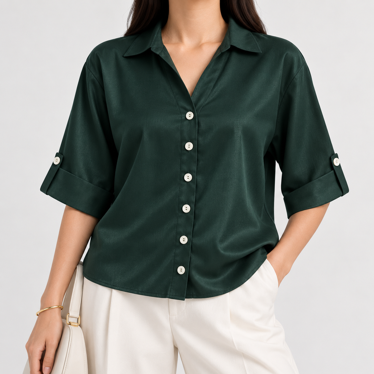 The Relaxed Camp Collar Shirt (Bottle Green)