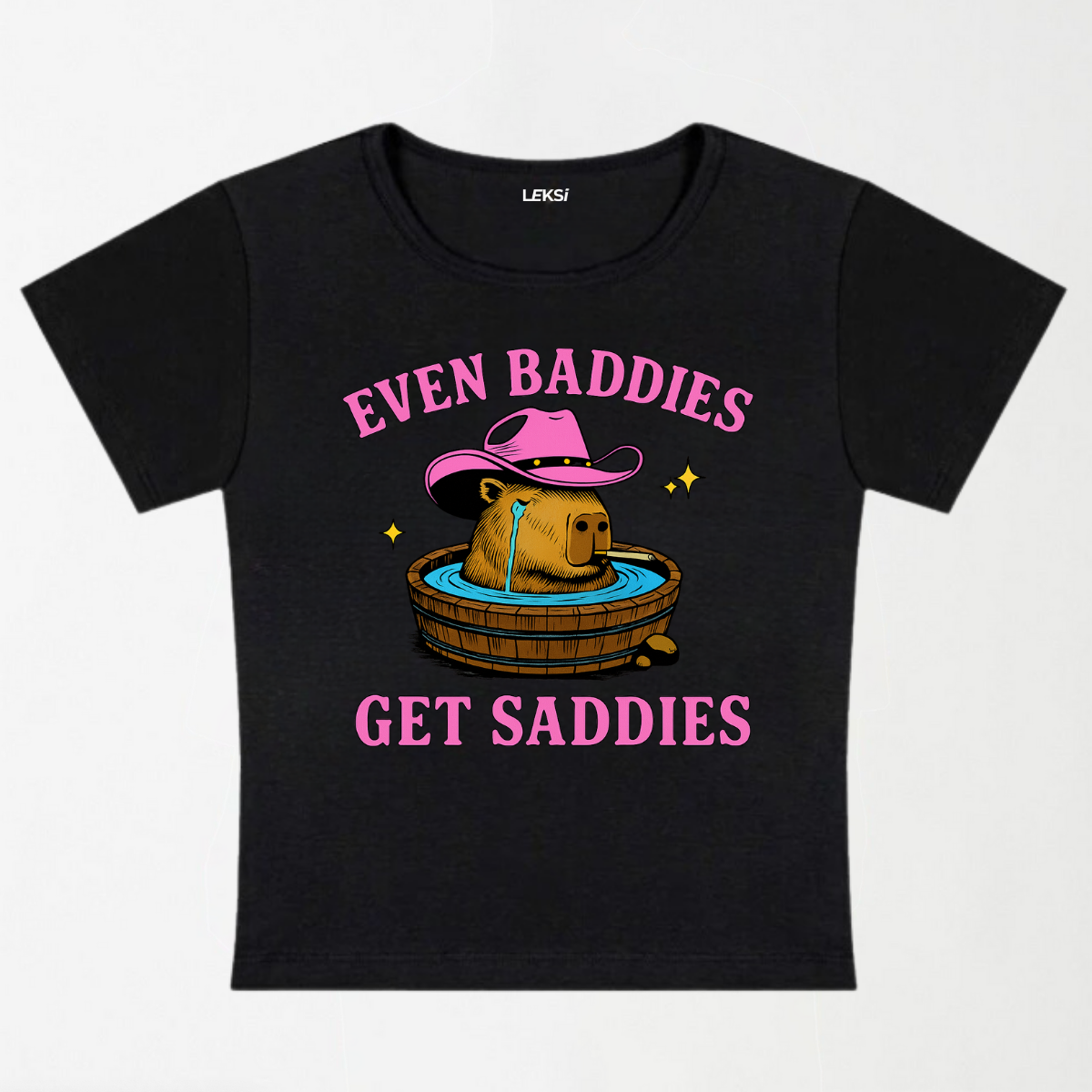 Capybara Get Saddies Y2K Baby Tee