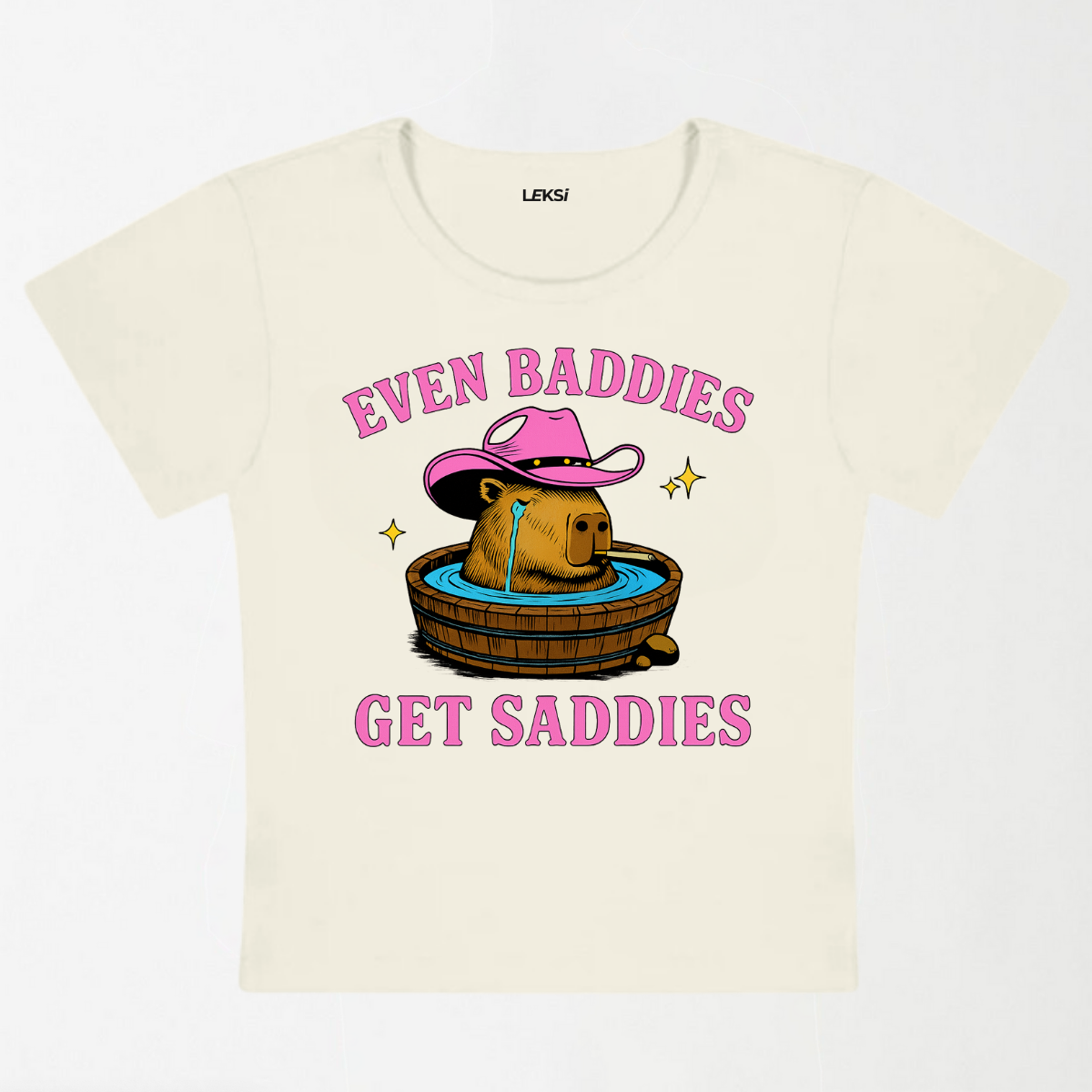 Capybara Get Saddies Y2K Baby Tee