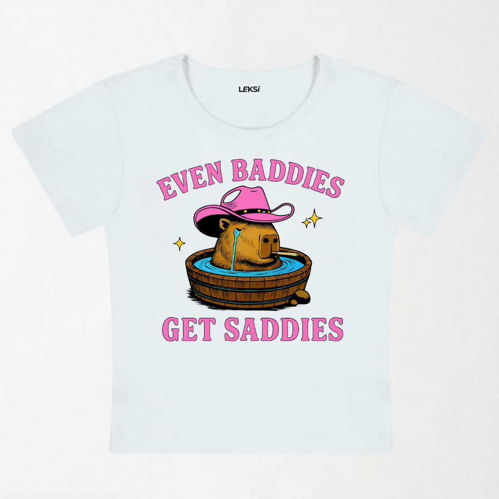 Capybara Get Saddies Y2K Baby Tee