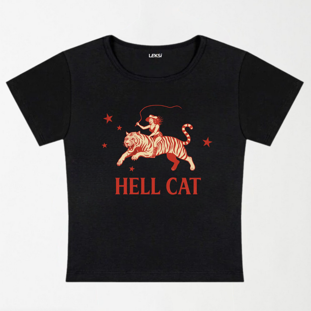 Cowgirl Hell Cat Y2K Baby Tee