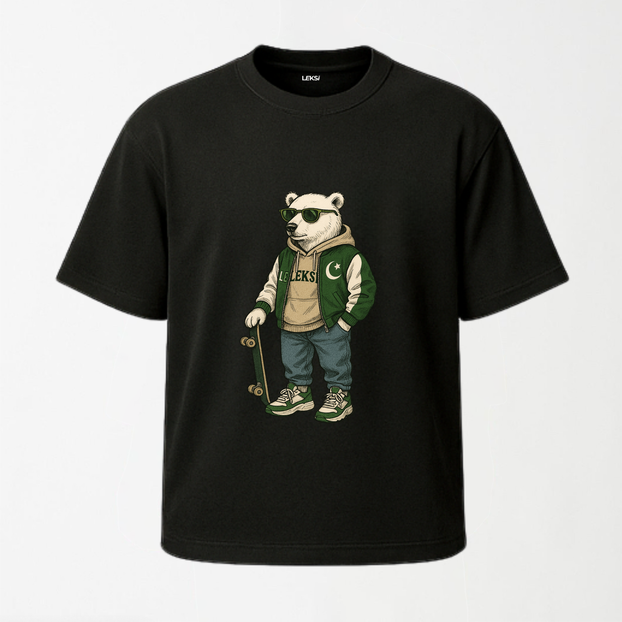 14° LEKSI Bear Black Oversized T-Shirt