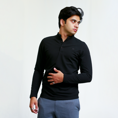 Black Henley Full Sleeves - Men’s Shirt