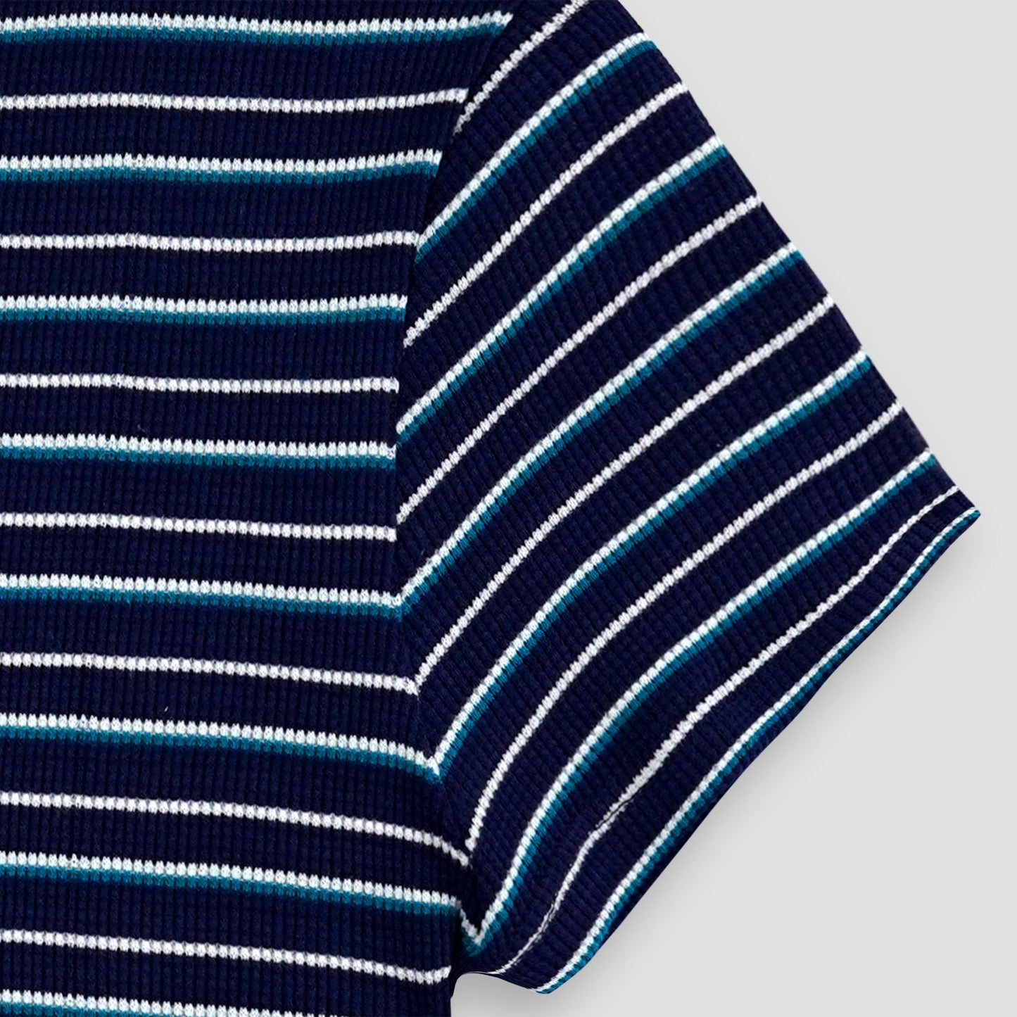 Green & Blue Striped Waffle Knit Top