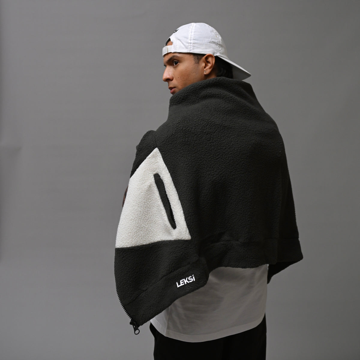Grey & White Unisex Sherpa Jacket