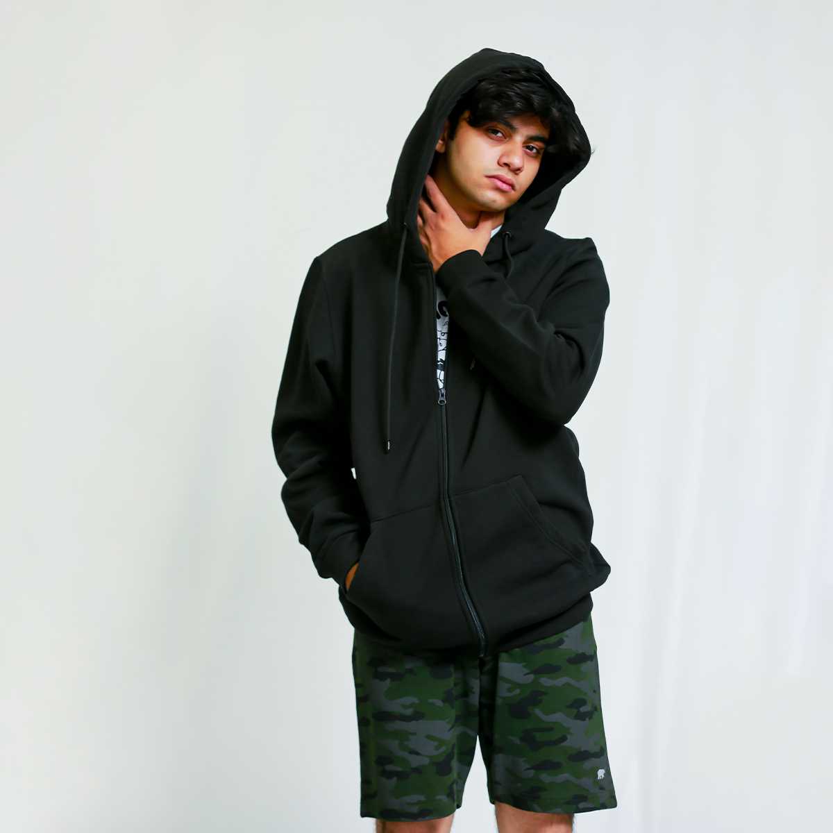 Black zipper outlet hoodie