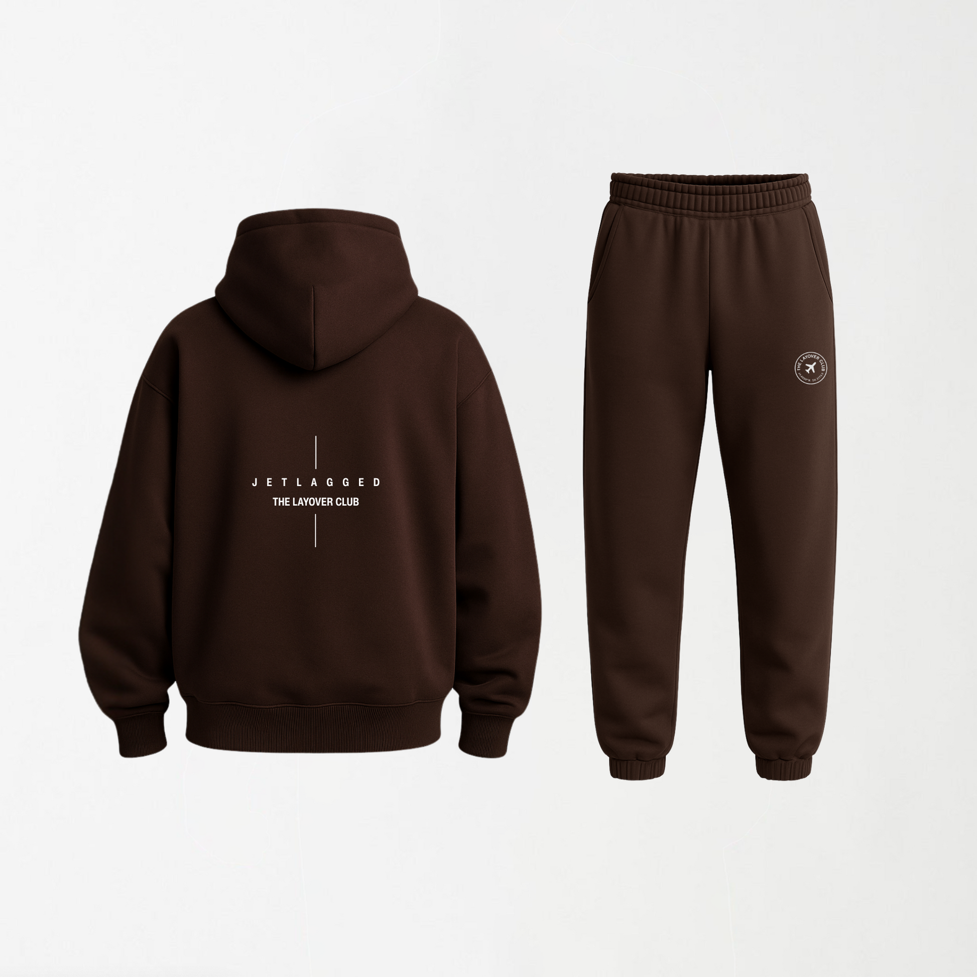 Jetlagged - Travel Edition Brown Hoodie Coord Set