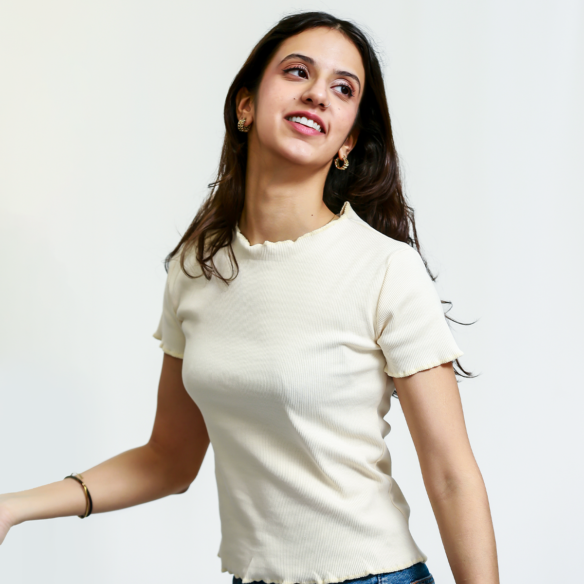 Off White Ribbed Shirt