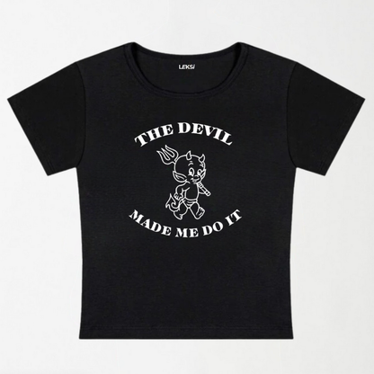 The Devil Made Me Do It Y2K Baby Tee