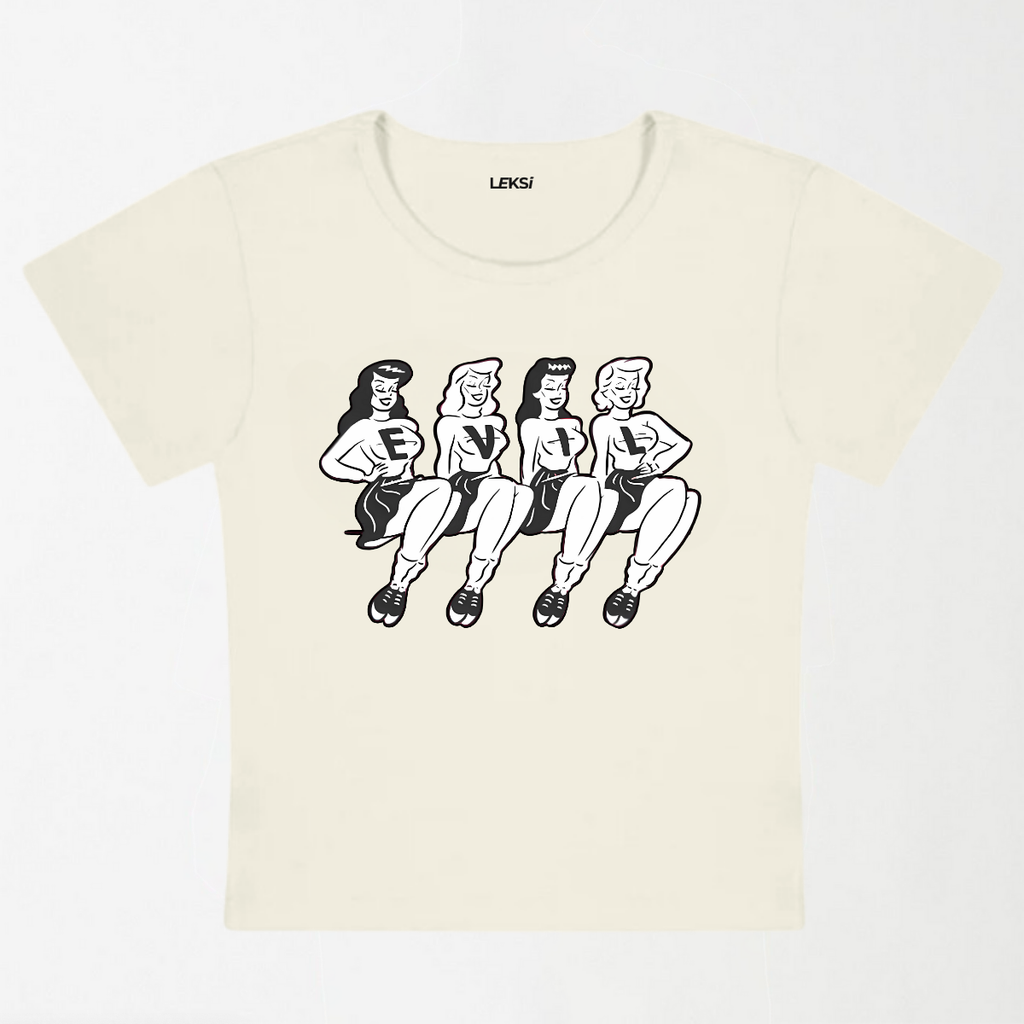 Four Girls Evil Y2K Baby Tee
