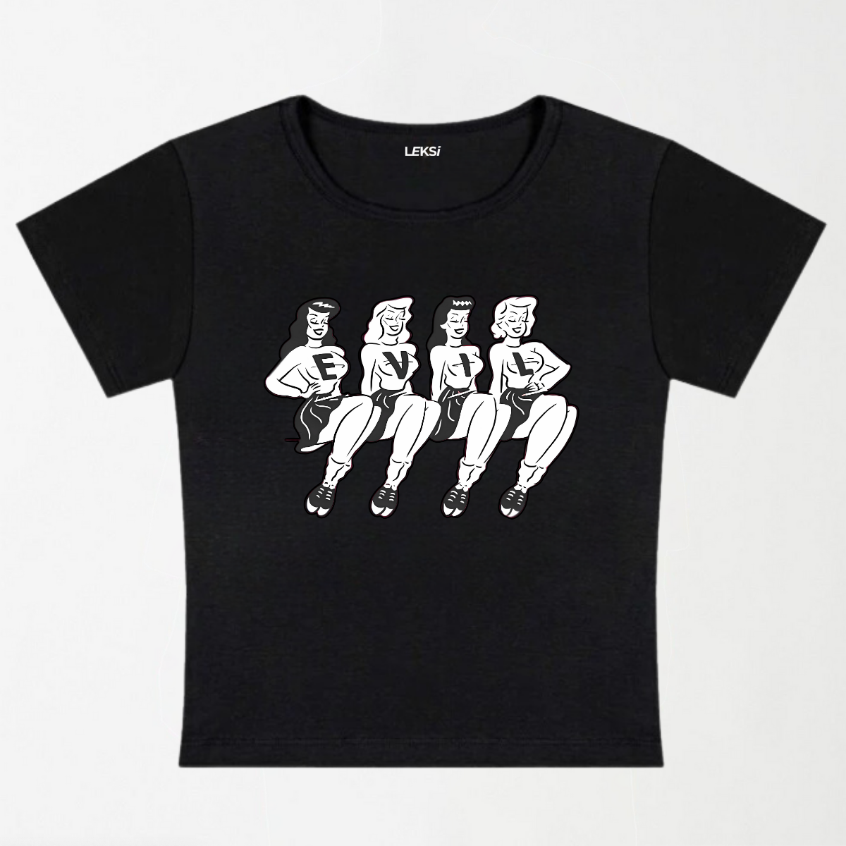 Four Girls Evil Y2K Baby Tee