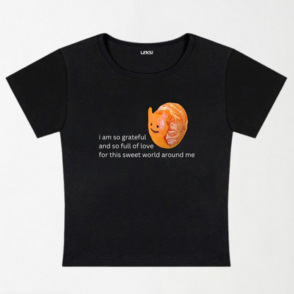 Grateful OrangeY2K Baby Tee