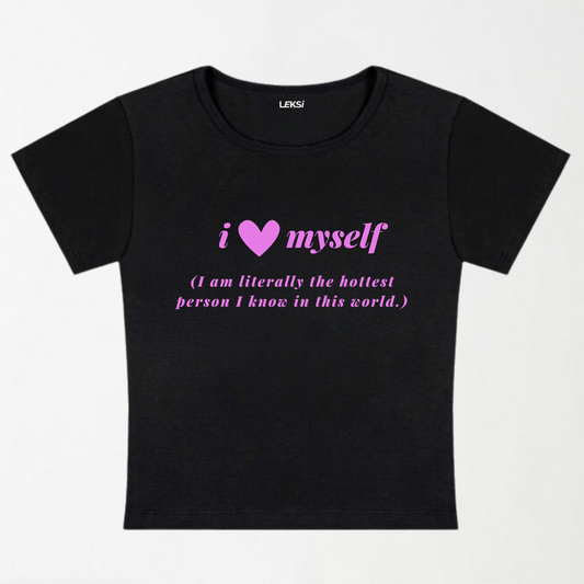 I Love Myself The Hottest Person Y2K Baby Tee