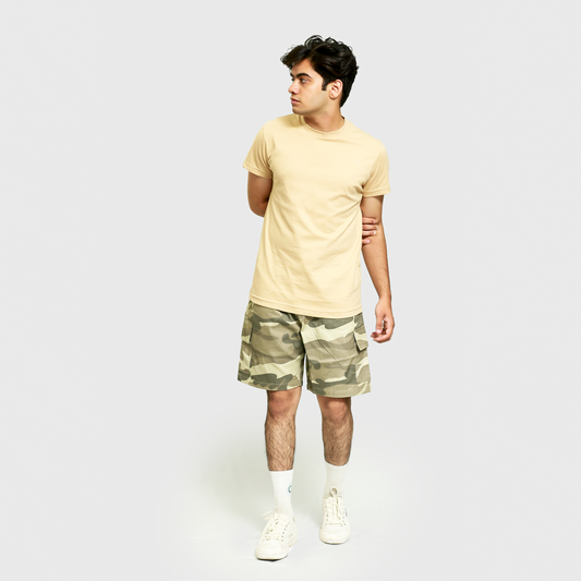 Khaki Brown - Plain Round Neck Unisex Plain T-Shirt