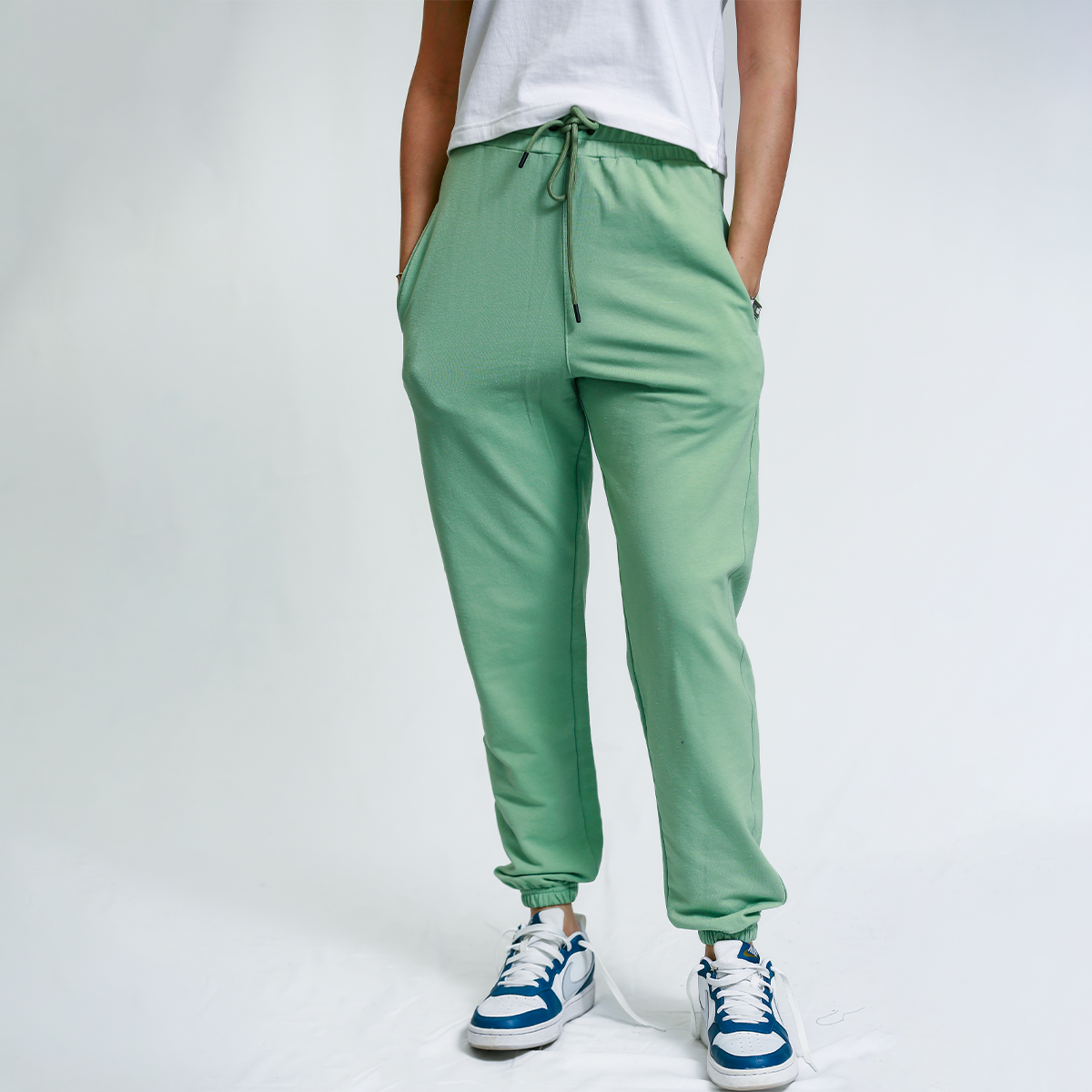 Light Olive Green Unisex French-Terry Sweatpants (Summer-Friendly)