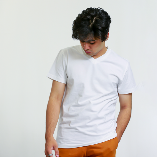 White Unisex V-Neck T-Shirt