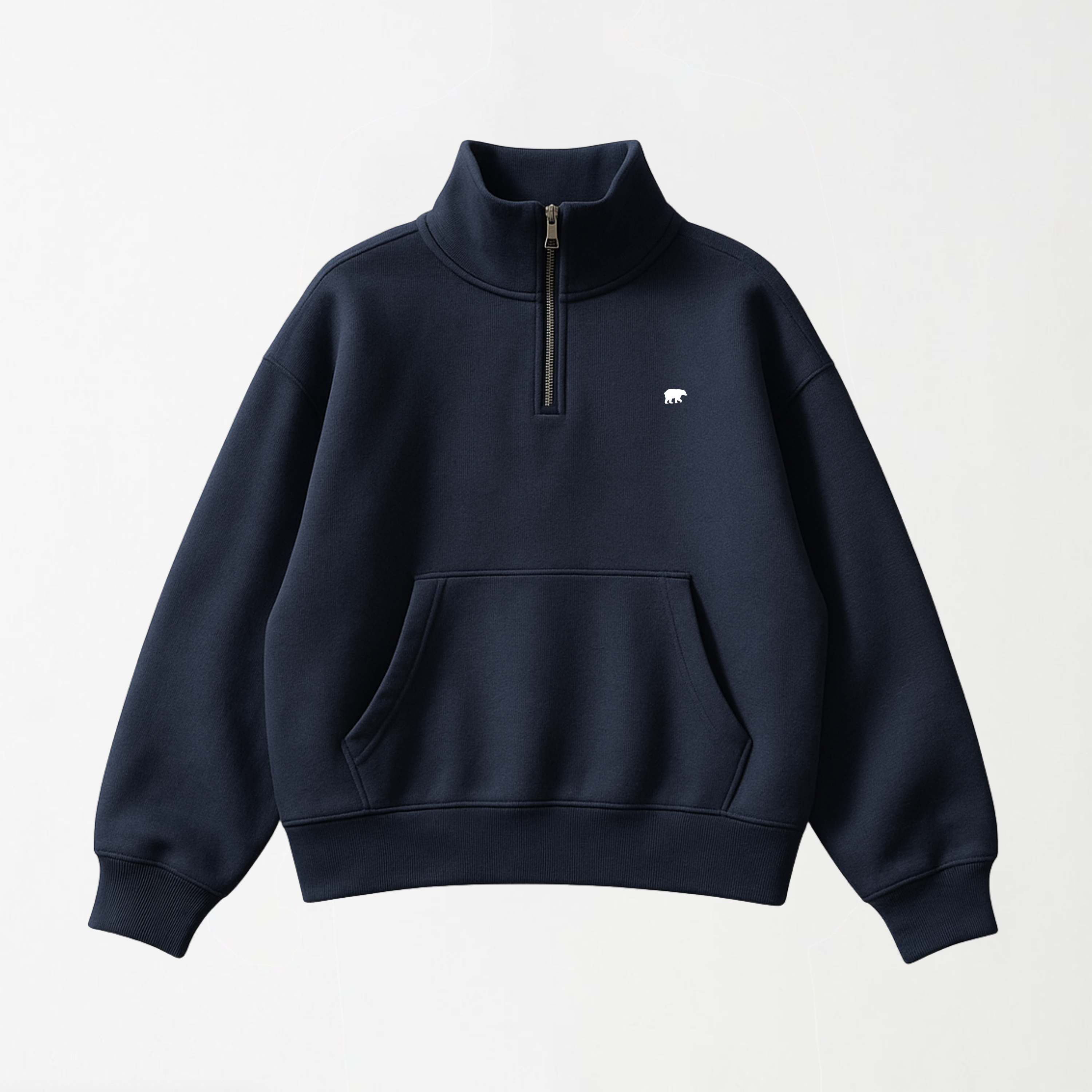 Oversized Navy Funnel Neck Unisex Hoodie