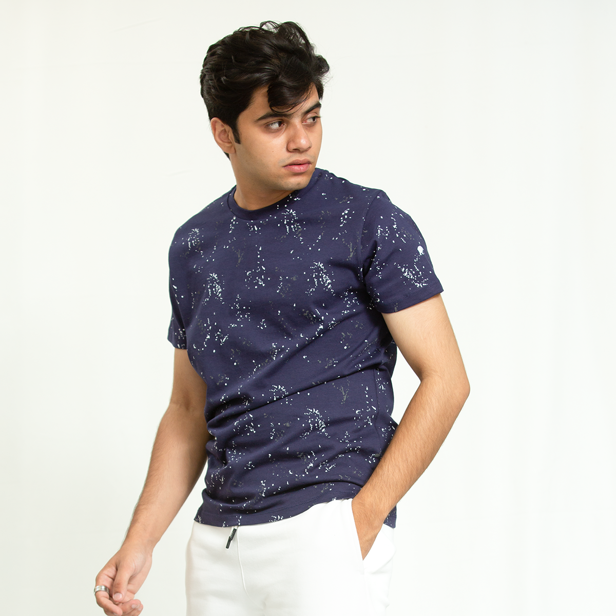 Navy Paint Splash Print T-Shirt