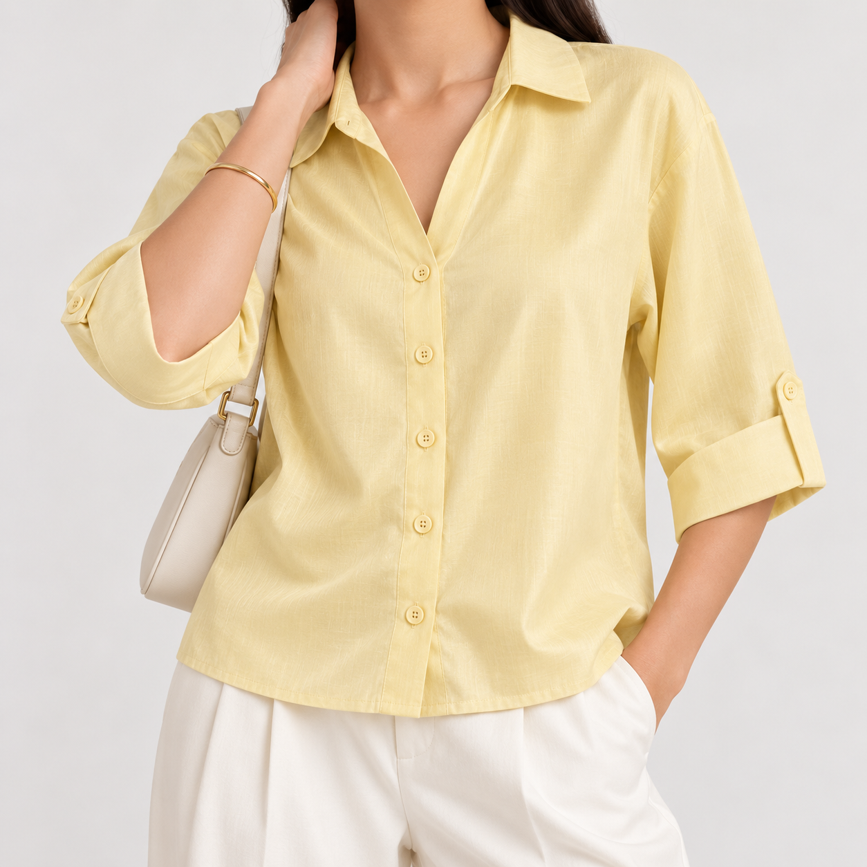 The Relaxed Camp Collar Shirt (Baby Yellow)