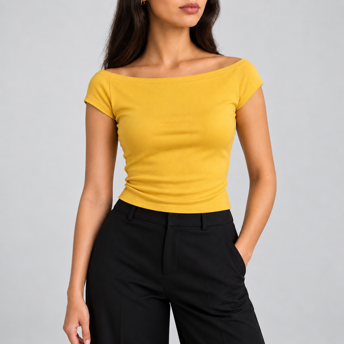 Yellow Boat Neck Top