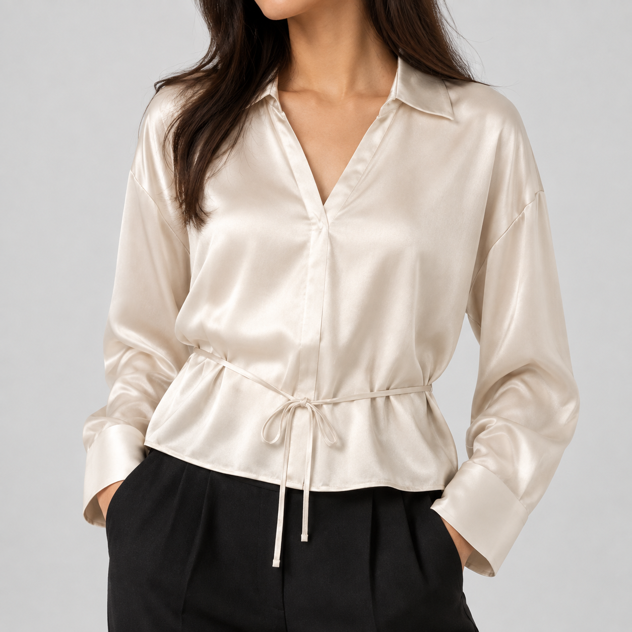 Beige Satin Blouse