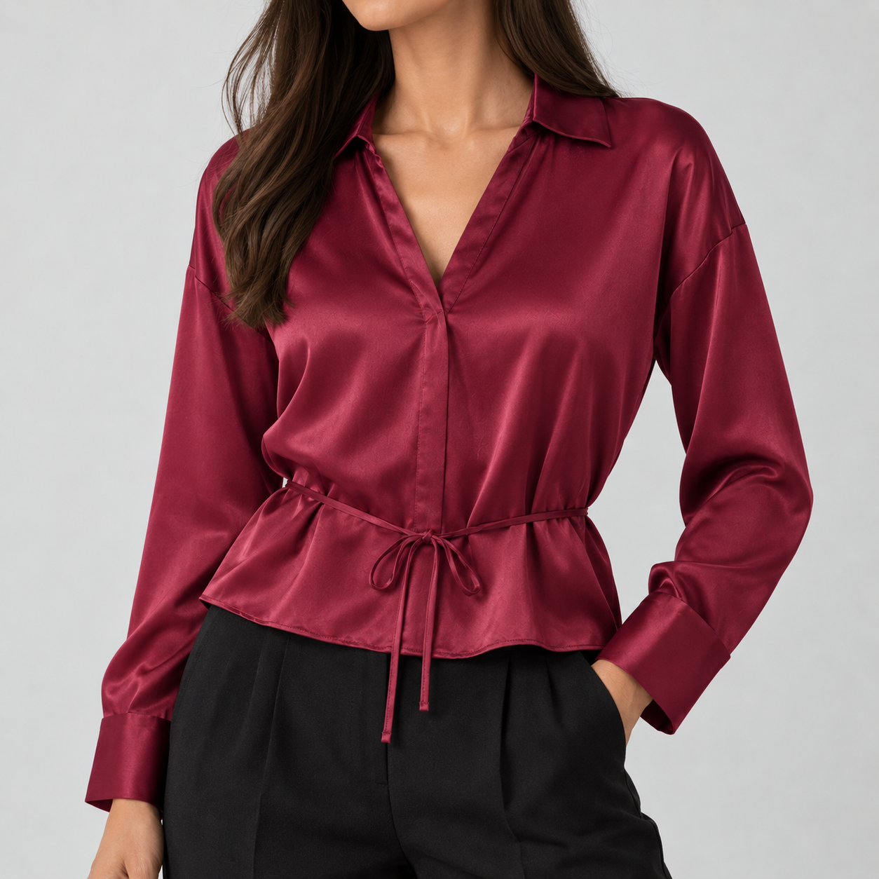 Maroon Satin Blouse