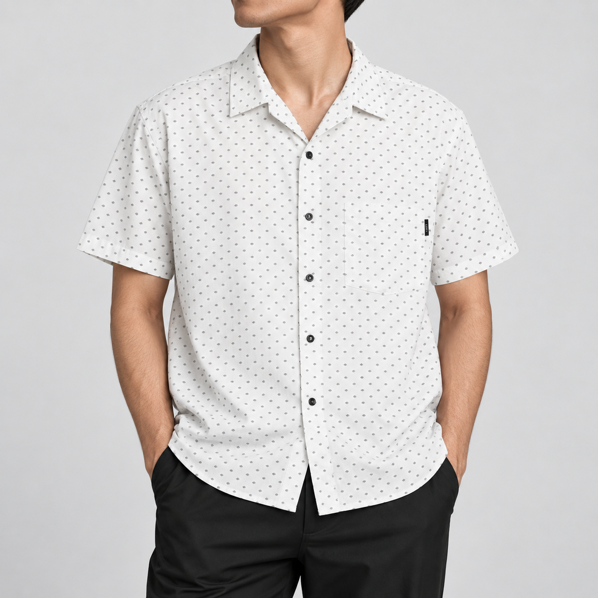 White Dotted Button Down