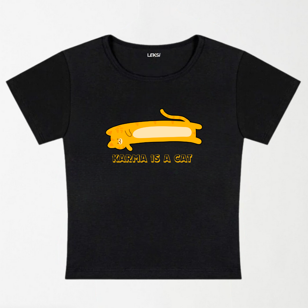 Karma Is A Cat Y2K Baby Tee