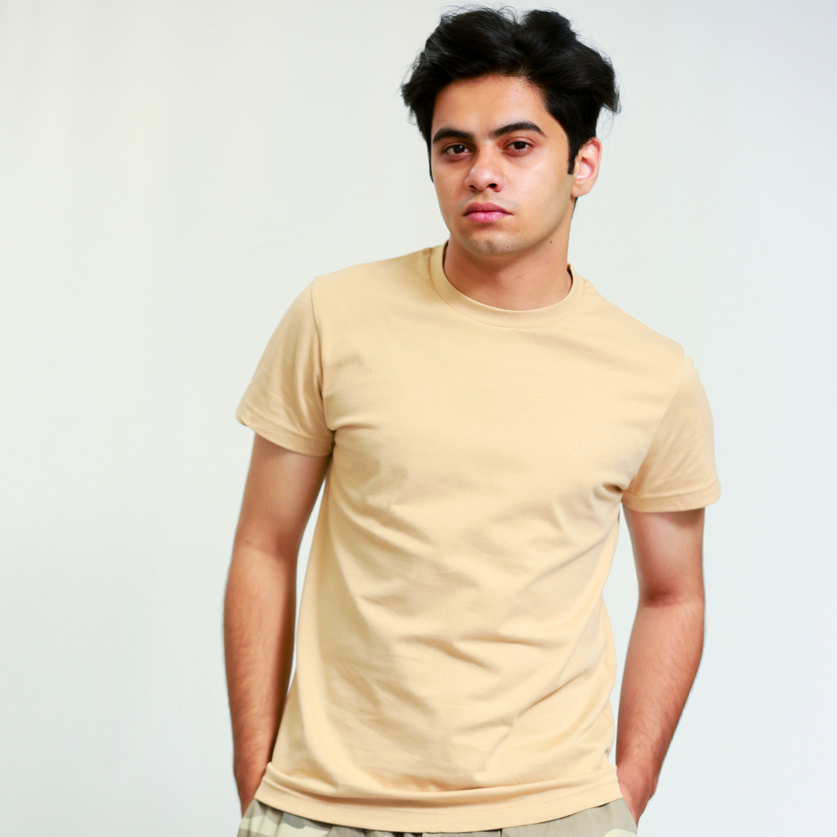 Khaki Brown - Plain Round Neck Unisex Plain T-Shirt