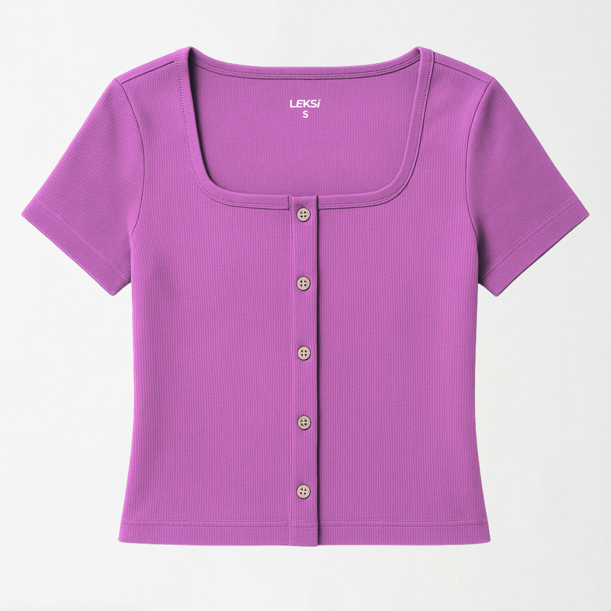 Lilac Mist Button Through Square Neck Top