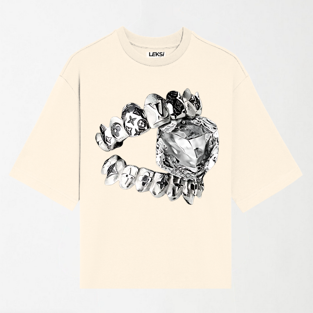 Liquid Metal Teeth and Ice Cube - Round Neck Unisex T Shirt